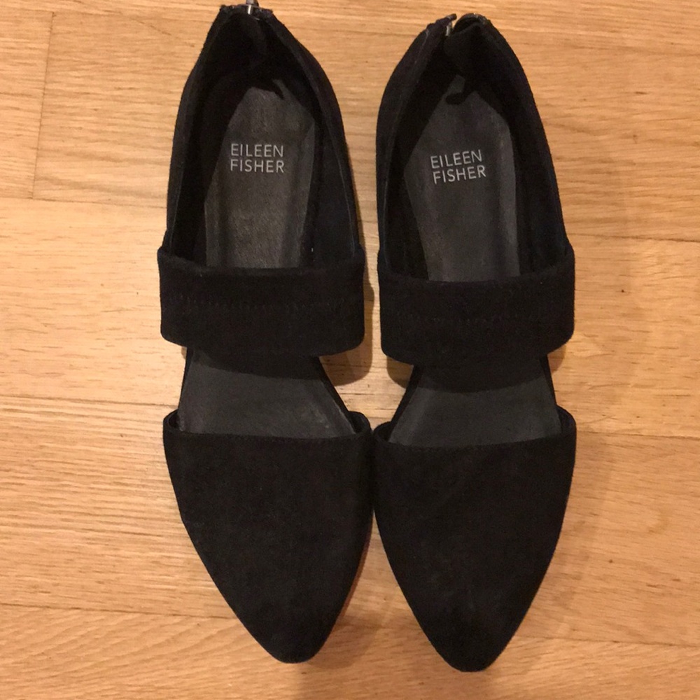 Eileen Fisher black suede flat shoes